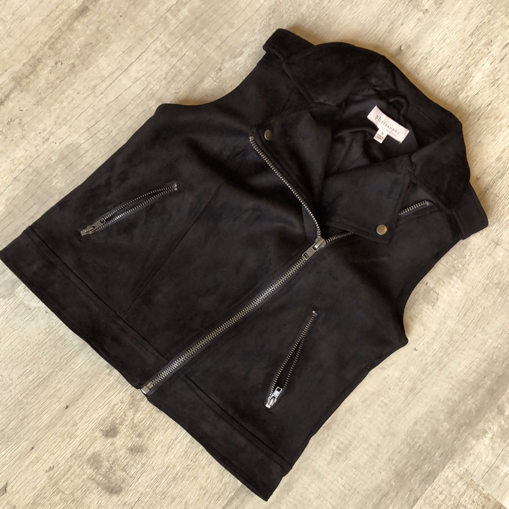 NWOT Faux Leather Black Asymmetrical Zip Up Moto Vest